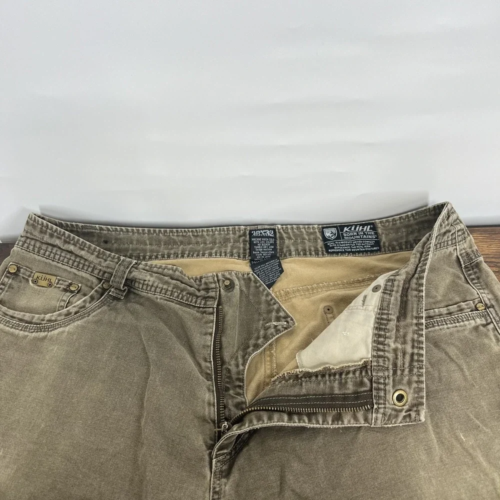 Kuhl Pants Mens 38x32 Brown Outkast Canvas Cargo Outdoor Workwear Hiking